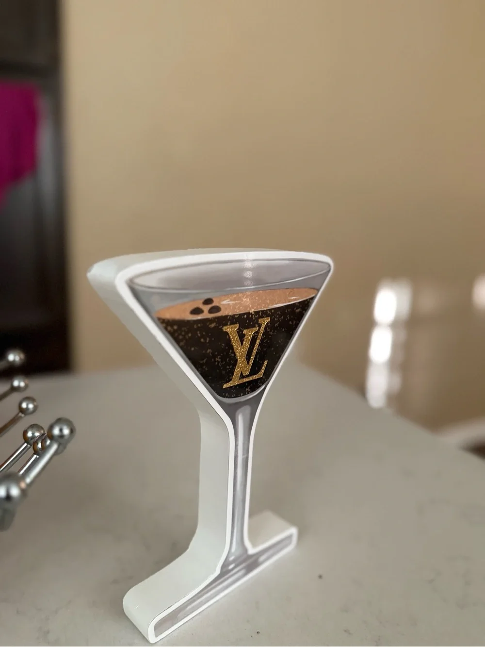 Louis Vuitton 3D wooden martini glass HOME DECOR ACCENT NWT